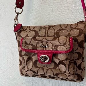 Coach Tan and Pink Crossbody Bag